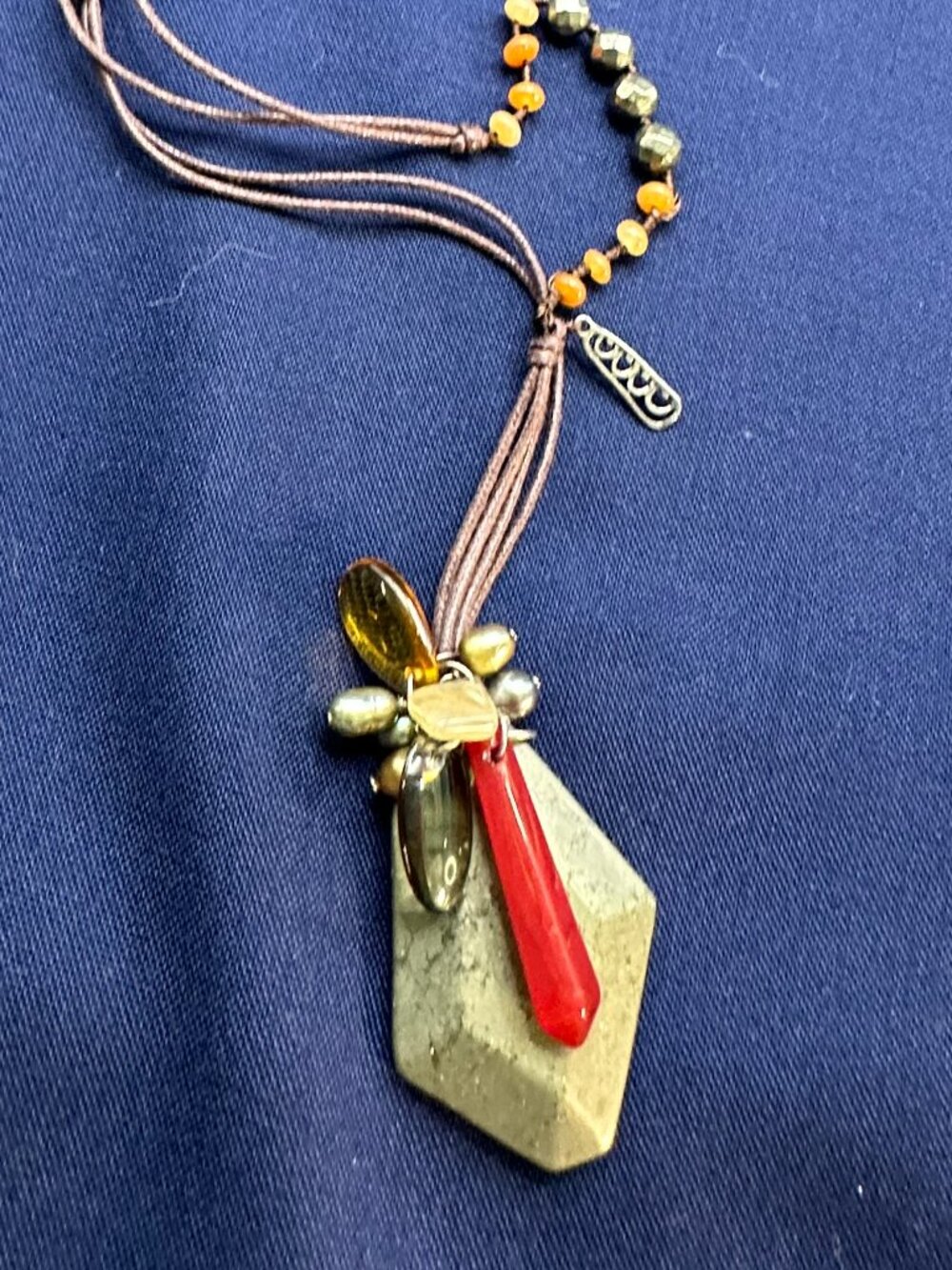 Retired Silpada “Lively Bunch” Pyrite Pearl Agate Necklace